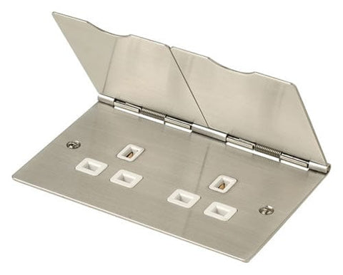 13A 2 Gang Floor Socket Outlet - Stainless Steel - SE Home