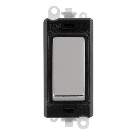 Polished Chrome - Black Inserts Gridpro Polished Chrome 20A 2 Way Light Switch Module - Black Trim