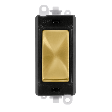 Satin Brass - Black Inserts Gridpro 20A Intermediate Light Switch Module - Black Trim