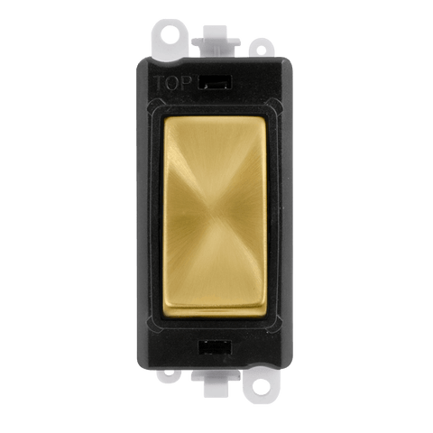 Satin Brass - Black Inserts Gridpro 20A 2 Way Light Switch Module - Black Trim