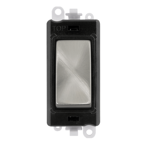 Gridpro Satin Chrome 20A 2 Way Light Switch Module - Black Trim - SE Home