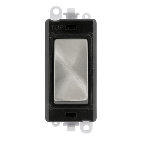 Satin Chrome - Black Inserts Gridpro Satin Chrome 20A 2 Way Light Switch Module - Black Trim