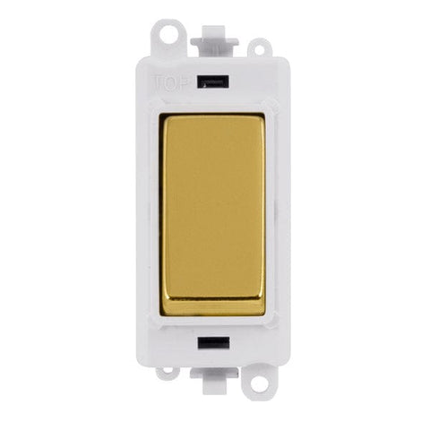 Polished Brass - White Inserts Gridpro Polished Brass 20A 2 Way Light Switch Module - White Trim