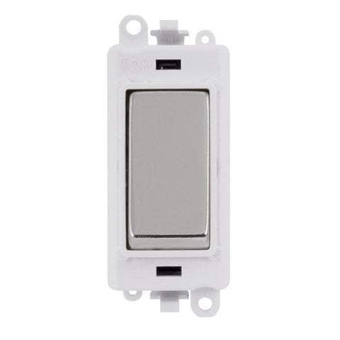 Polished Chrome - White Inserts Gridpro Polished Chrome 20A 2 Way Light Switch Module - White Trim