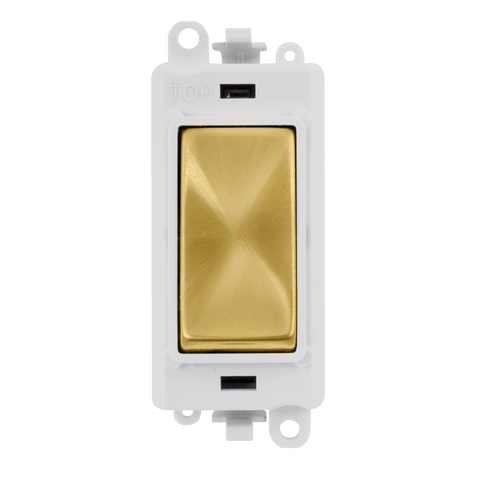 Satin Brass - White Inserts Gridpro 20A Intermediate Light Switch Module - White Trim