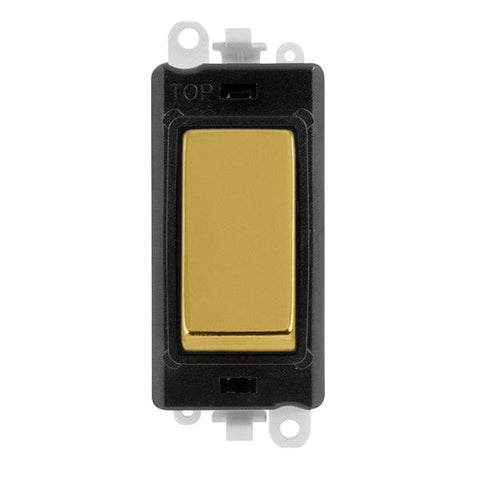 Polished Brass - Black Inserts Gridpro Polished Brass 20A 2 Way Retractive Light Switch Module - Black Trim