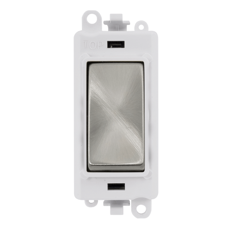 Satin Chrome - White Inserts Gridpro Satin Chrome 20A 2 Way Retractive Light Switch Module - White Trim