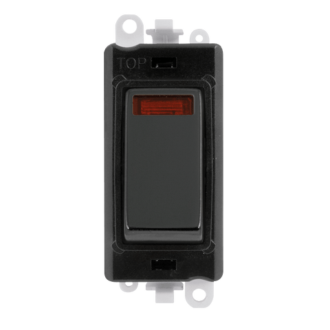 Gridpro Black Nickel 20A Dp Switch Module + Neon - Black Trim - SE Home