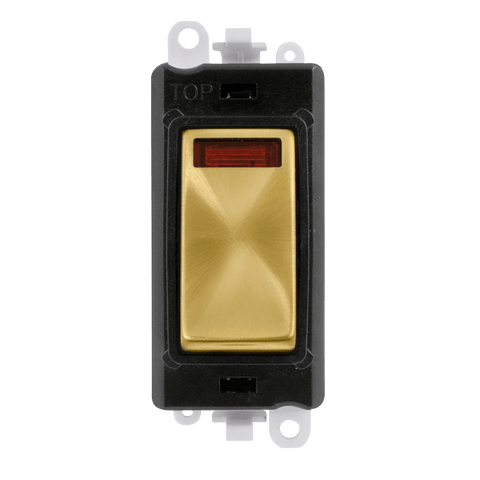 Satin Brass - Black Inserts Gridpro 20A Dp Switch Module + Neon - Black Trim