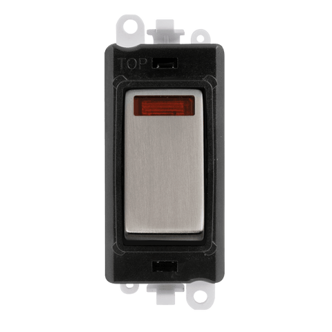 Gridpro Stainless Steel 20A Dp Switch Module + Neon - Black Trim - SE Home