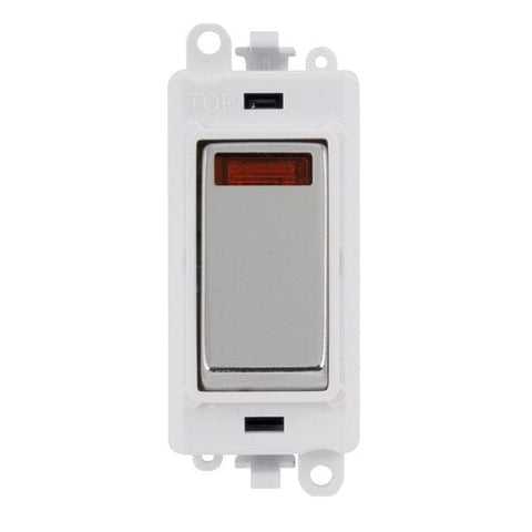 Polished Chrome - White Inserts Gridpro Polished Chrome 20A Dp Switch Module + Neon - White Trim