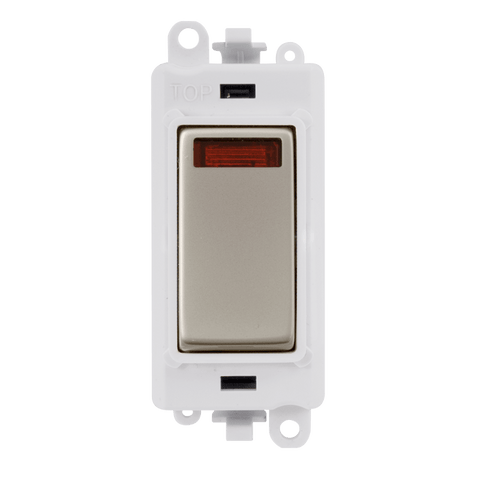 Gridpro Pearl Nickel 20A Dp Switch Module + Neon - White Trim - SE Home