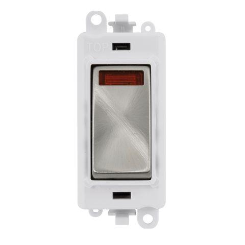 Gridpro Satin Chrome 20A Dp Switch Module + Neon - White Trim - SE Home