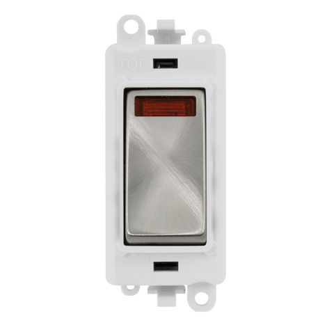 Satin Chrome - White Inserts Gridpro Satin Chrome 20A Dp Switch Module + Neon - White Trim