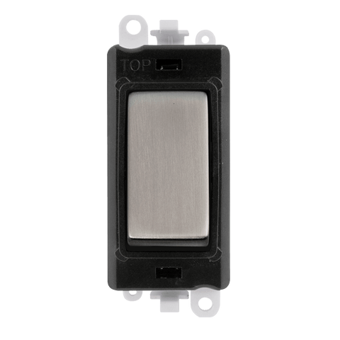 Stainless Steel - Black Inserts Gridpro Stainless Steel 20A Intermediate Light Switch Module - Black Trim