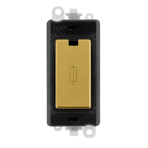 Polished Brass - Black Inserts Gridpro Polished Brass 13A Fused Spur Module - Black Trim