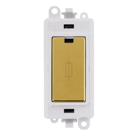 Gridpro Polished Brass 13A Fused Spur Module - White Trim - SE Home