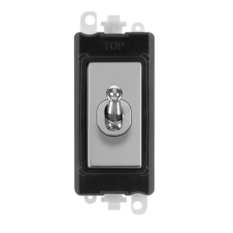 Polished Chrome - Black Inserts Gridpro Polished Chrome 20A 2 Way Toggle Light Switch Module - Black Trim