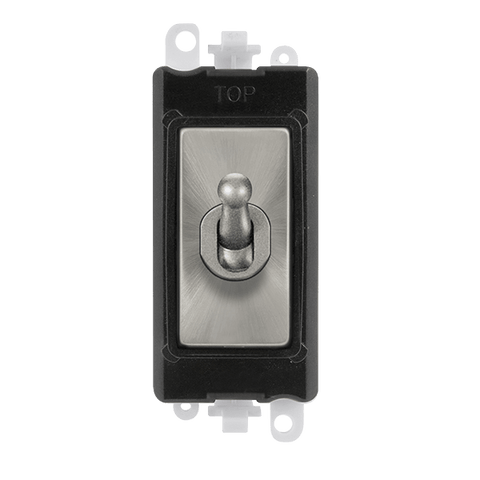 Gridpro Satin Chrome 20A 2 Way Toggle Light Switch Module - Black Trim - SE Home