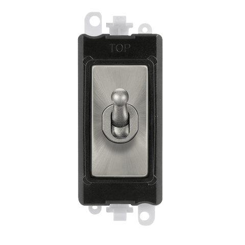 Satin Chrome - Black Inserts Gridpro Satin Chrome 20A 2 Way Toggle Light Switch Module - Black Trim