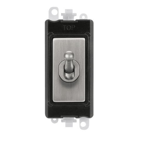 Gridpro Stainless Steel 20A 2 Way Toggle Light Switch Module - Black Trim - SE Home