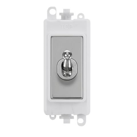 Polished Chrome - White Inserts Gridpro Polished Chrome 20A 2 Way Toggle Light Switch Module - White Trim