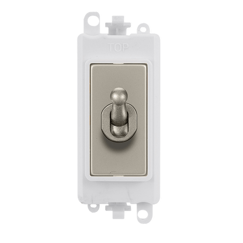 Gridpro Pearl Nickel 20A 2 Way Toggle Light Switch Module - White Trim - SE Home