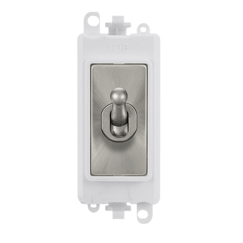 Gridpro Satin Chrome 20A 2 Way Toggle Light Switch Module - White Trim - SE Home