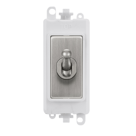 Gridpro Stainless Steel 20A 2 Way Toggle Light Switch Module - White Trim - SE Home