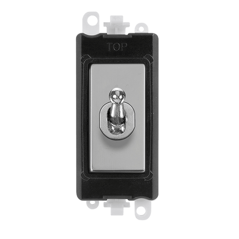 Gridpro Polished Chrome 20A Intermediate Toggle Light Switch Module - Black Trim - SE Home