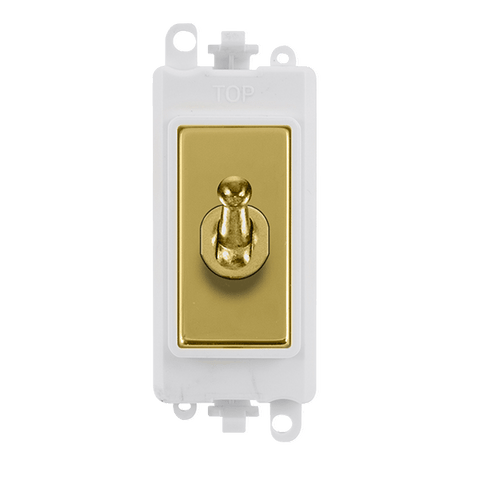 Gridpro Polished Brass 20A Intermediate Toggle Light Switch Module - White Trim - SE Home