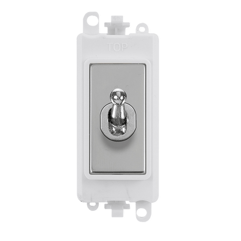Gridpro Polished Chrome 20A Intermediate Toggle Light Switch Module - White Trim - SE Home