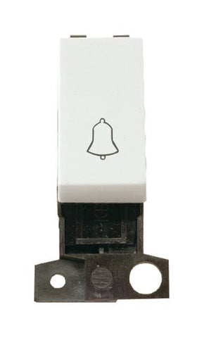 Minigrid Plastic 1 Way 10A Retractive Switch Module “bell” - Click White - SE Home