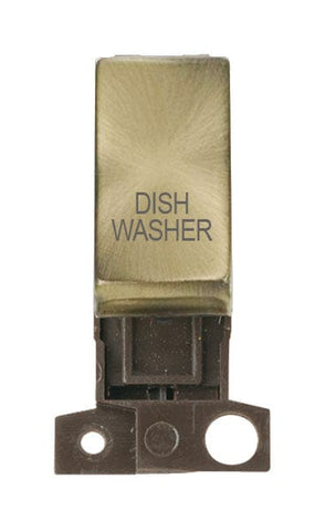 Minigrid Ingot Printed 13A Resistive 10AX DP Switch - Antique Brass - Dish Washer - SE Home