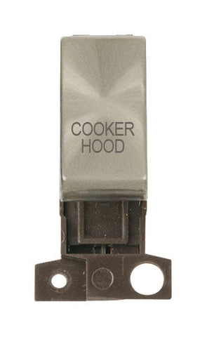 Minigrid Ingot Printed 13A Resistive 10AX DP Switch - Brushed Stainless Steel - Cooker Hood - SE Home