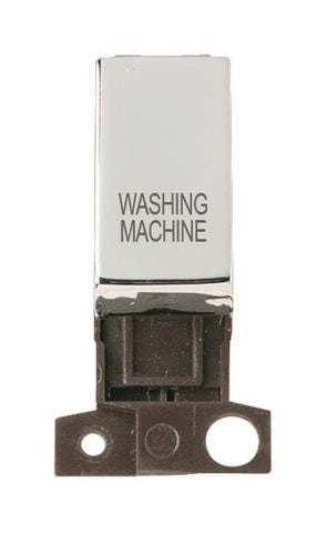 Minigrid Ingot Printed 13A Resistive 10AX DP Switch - Chrome - Washing Machine - SE Home