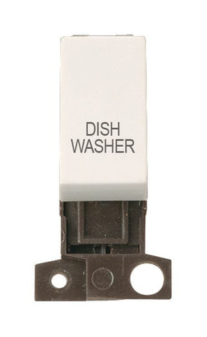 Minigrid Plastic Printed 13A Resistive 10AX DP Switch - Polar White - Dish Washer - SE Home