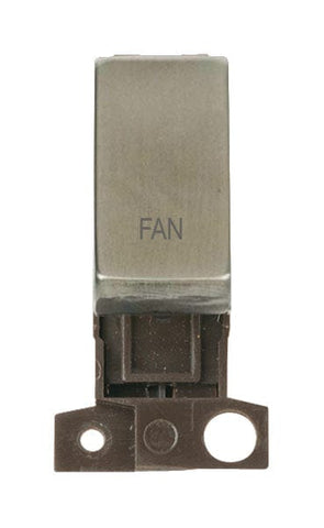 Minigrid Ingot Printed 13A Resistive 10AX DP Switch - Stainless Steel - Fan - SE Home