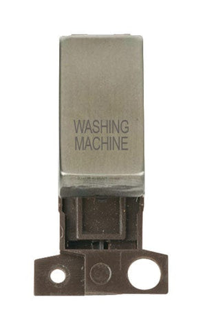 Minigrid Ingot Printed 13A Resistive 10AX DP Switch - Stainless Steel - Washing Machine - SE Home