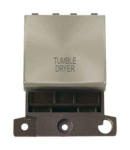 Minigrid Ingot Printed 20A DP Ingot Switch - Brushed Stainless Steel - Tumble Dryer - SE Home