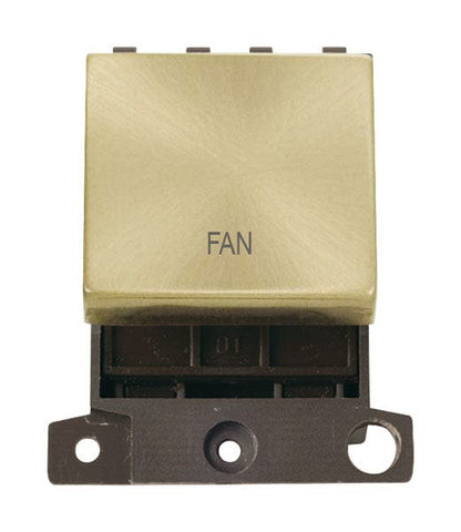 Minigrid Ingot Printed 20A DP Ingot Switch - Satin Brass - Fan - SE Home