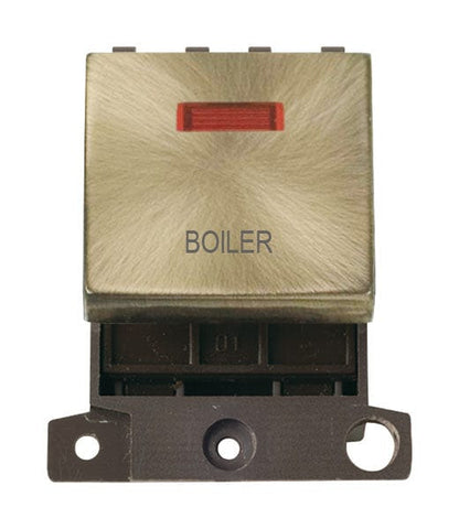 Minigrid Ingot Printed 20A DP Ingot Switch With Neon - Antique Brass - Boiler - SE Home