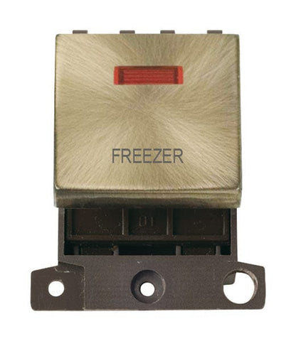 Minigrid Ingot Printed 20A DP Ingot Switch With Neon - Antique Brass - Freezer - SE Home