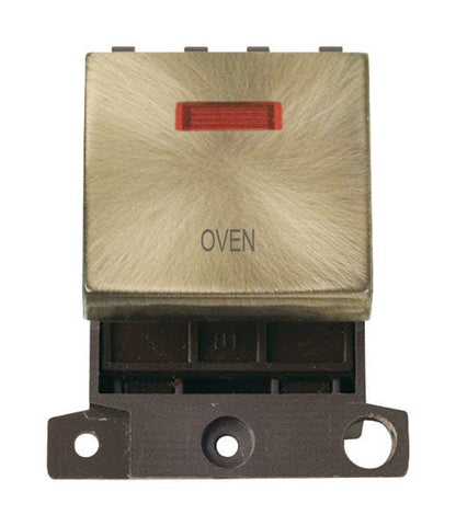 Minigrid Ingot Printed 20A DP Ingot Switch With Neon - Antique Brass - Oven - SE Home