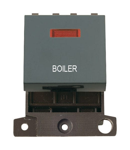 Minigrid Plastic Printed 20A DP Switch With Neon - Black - Boiler - SE Home