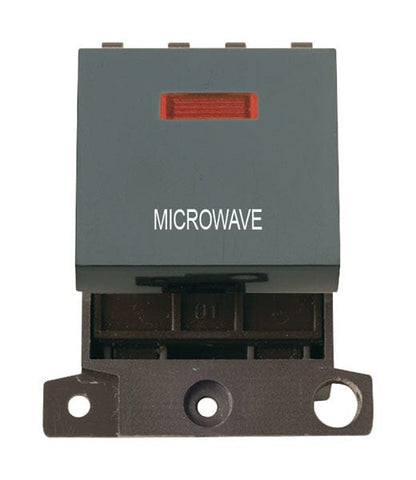 Minigrid Plastic Printed 20A DP Switch With Neon - Black - Microwave - SE Home