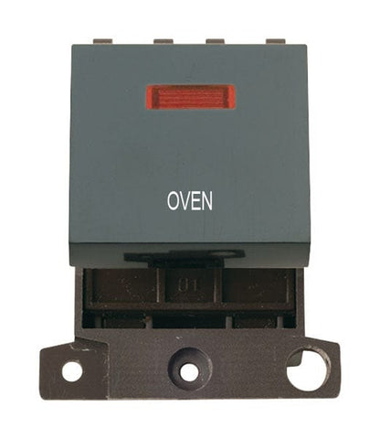 Minigrid Plastic Printed 20A DP Switch With Neon - Black - Oven - SE Home