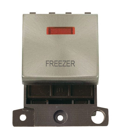 Minigrid Ingot Printed 20A DP Ingot Switch With Neon - Brushed Stainless Steel - Freezer - SE Home