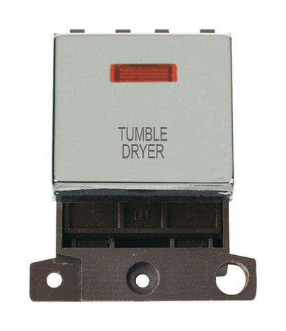 Minigrid Ingot Printed 20A DP Ingot Switch With Neon - Chrome - Tumble Dryer - SE Home