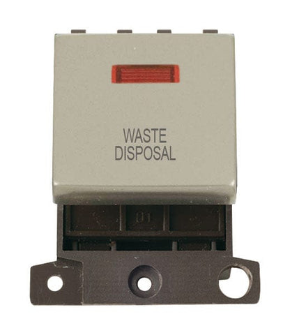 Minigrid Ingot Printed 20A DP Ingot Switch With Neon - Pearl Nickel - Waste Disposal - SE Home